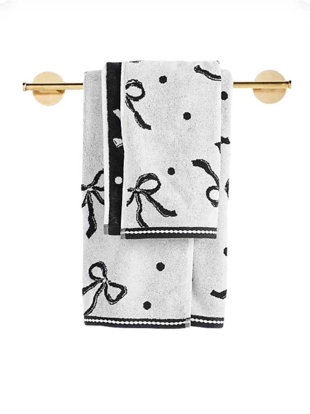 Anthropologie Black and Gray Bow Pattern Hand Towels